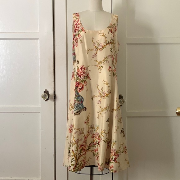 NWT SPENSER JEREMY Silk Chinoiserie Grand Millennial Print Dress Sz 14 - Picture 16 of 16